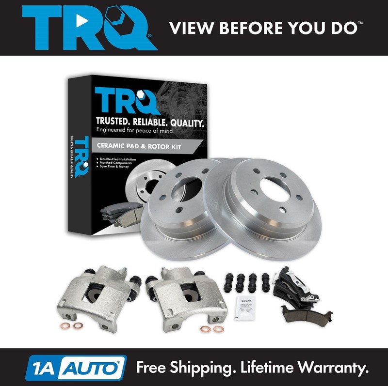 TRQ Rear Brake Calipers Ceramic Pads & Rotors Fits 1995-1998 Jeep Grand Cherokee