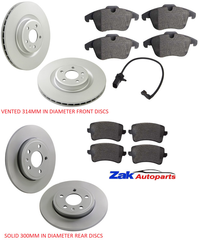 FOR AUDI A4 SALOON B8 1.8T 2.0T FSi TDi (08-15) FRONT & REAR BRAKE DISCS & PADS