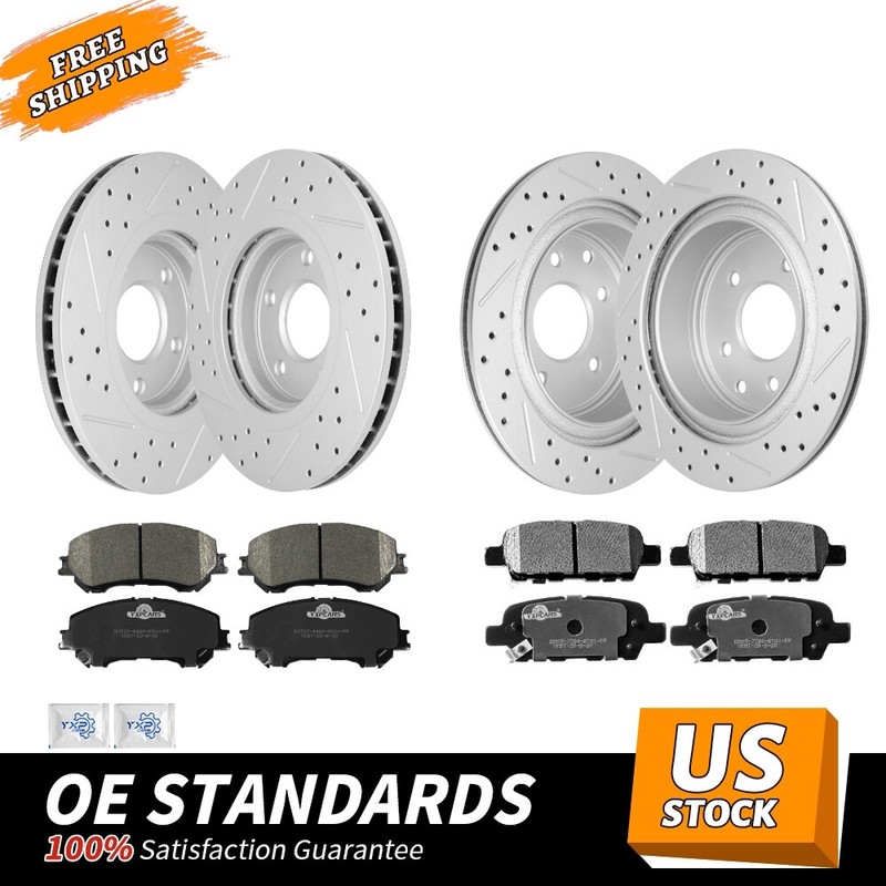 Front & Rear Brake Rotors + Brake Pads for Nissan Rogue w/o 3 Row Seating