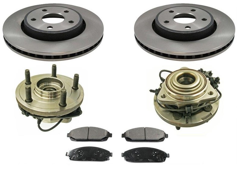 Fits 2005-2010 Jeep Grand Ckerokee Frt Rotors Ceramic brake pads Hub & Bearings