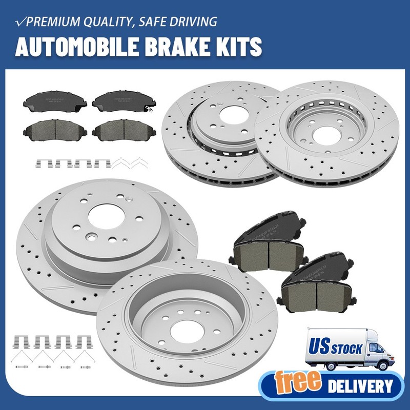 Front & Rear Drilled Brake Rotors + Ceramic Pads Kit for Acura MDX 2014 – 2016