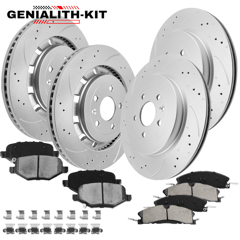 Front Rear Drilled Rotors & Brake Pads Kit for Ford Explorer Taurus Flex MKS MKT