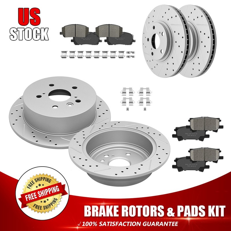 Front & Rear Brake Rotors Ceramic Pads For 2004 2005 2006 2007 Toyota Highlander