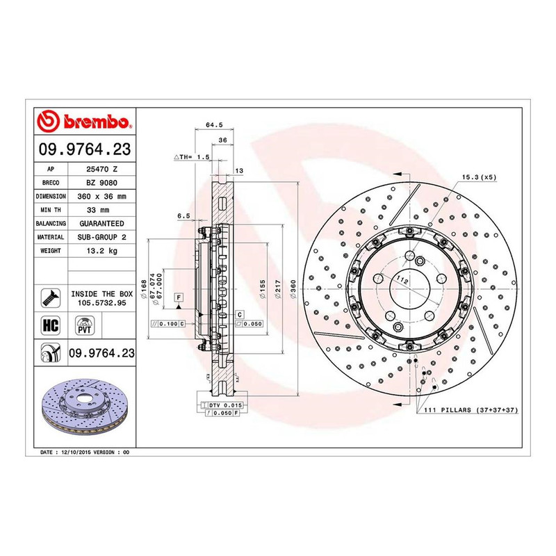 Brembo Front Disc Brake Rotor for 2008 2009 2010 2011 Mercedes-Benz C63 AMG gallery