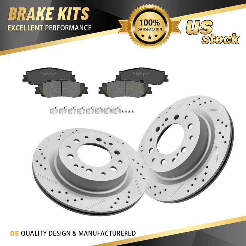 Rear Drilled Brake Rotors Brake Pads for Toyota Tundra Lexus LX600 2023 Sequoia