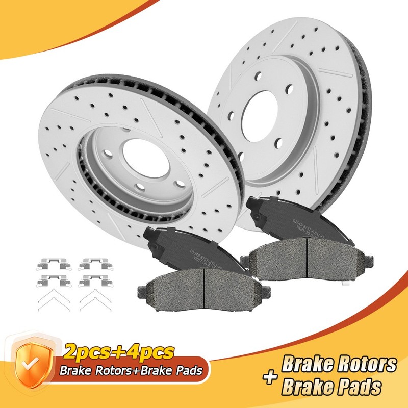 Front Disc Brake Rotors & Ceramic Pads W/Hardware for 2011 2012 2013 Nissan Leaf