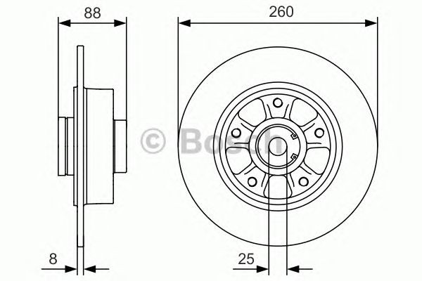 Bosch Brake Disc Single Rear 260mm 50.4mm Solid 8mm ABS Sensor Ring 0986479575