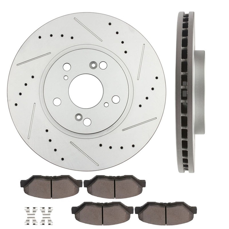 Front Drilled Brake Rotors & Pads for 2003-2007 Honda Accord 2.4L 3.0L V6