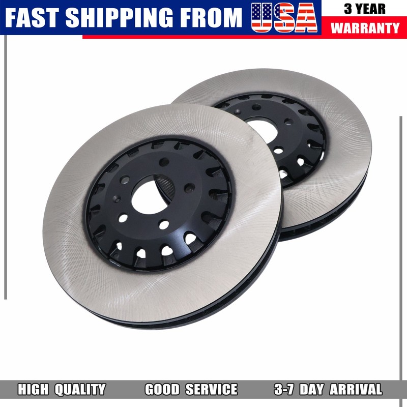 New Pair Front 375mm Vented Brake Disc Rotors LH+RH For Audi 2017-21 A6 A8 Q7 Q8