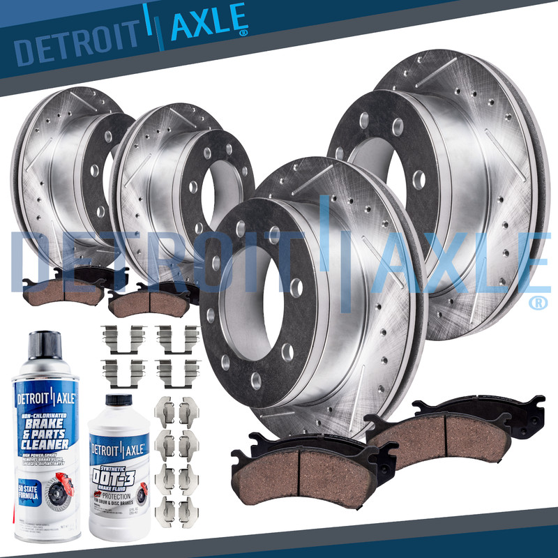 Front Rear DRILLED Rotors + Ceramic Brake Pads for 2003-2019 Express Savana 3500