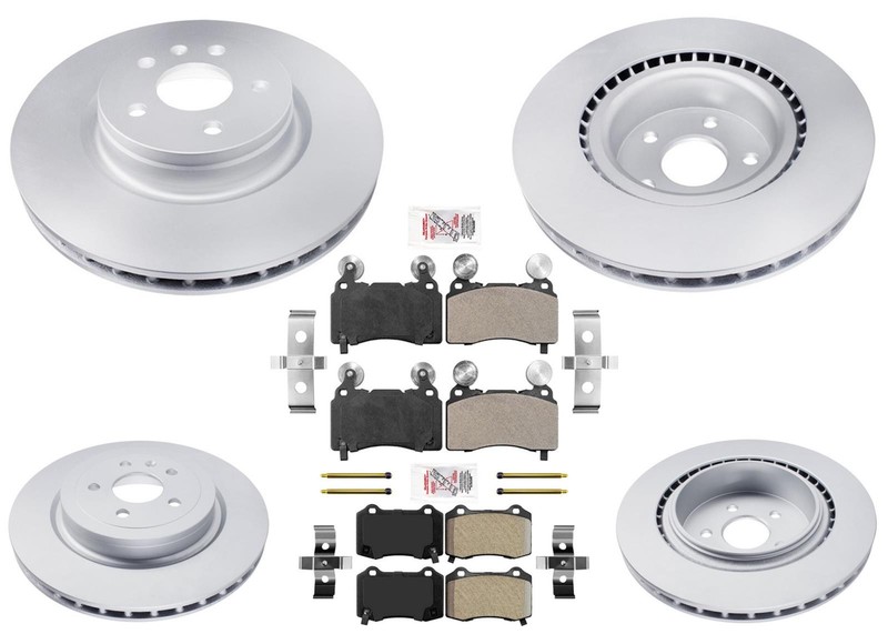 For Tesla S 2012 2013 2014 2015 Front & Rear Coated Disc Brake Rotors & Pads