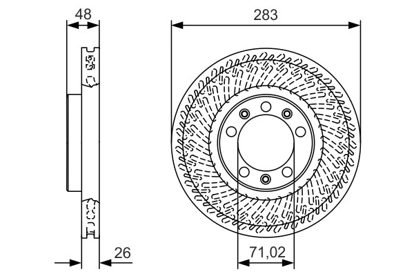 2x Brake Discs Pair Vented Front 283mm 0986479C33 Bosch Set 9803918180 BD2172 gallery