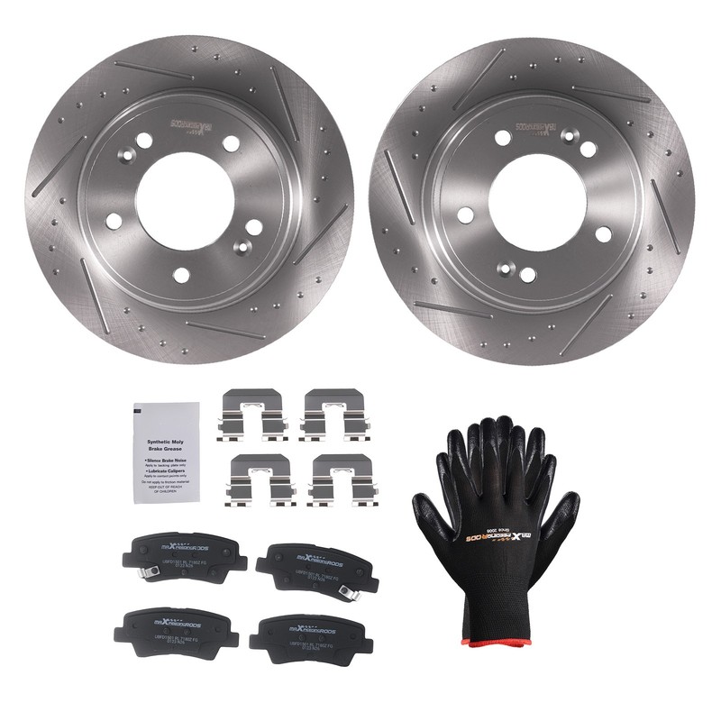 Rear Solid Brake Rotors Ceramic Pads for Hyundai Elantra Coupe 2013-2014 S31603