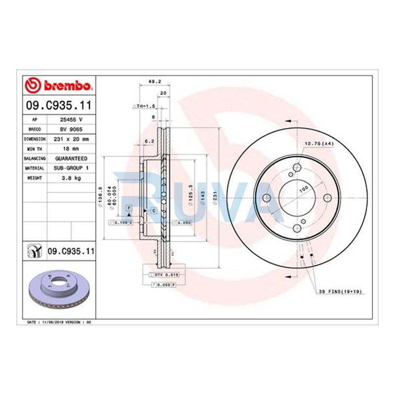 Fits Suzuki Celerio 2014- 1.0 Ruva Front Brake Discs 5531184M00000 5531184M00