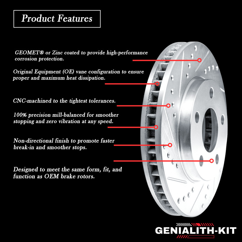 Front Drilled Slotted Rotors + Ceramic Brake Pads for 2002-2006 Nissan Sentra gallery
