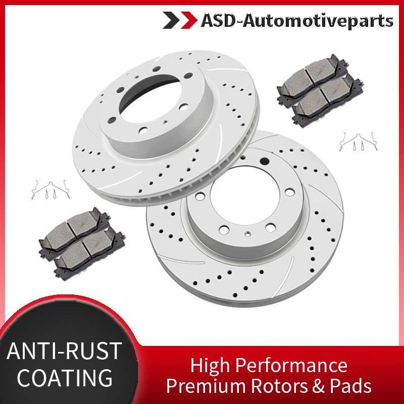 Fit for Toyota Tacoma 4Runner TACOMA 6 LUGS Front Drilled Rotors Brake Pads Kits