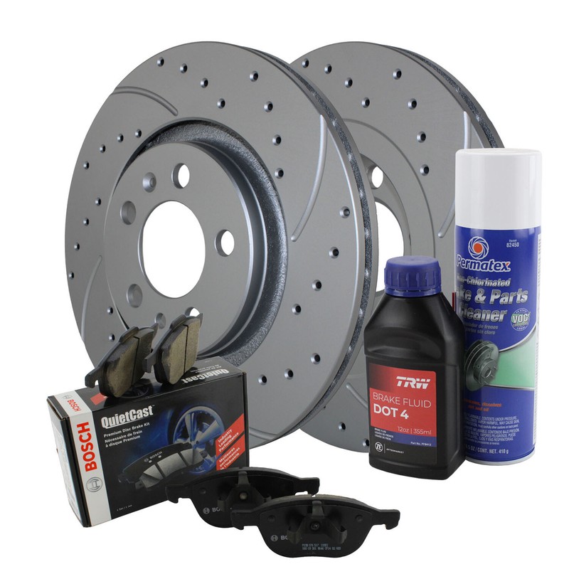 Front Brake Kit 280mm Drilled Rotors & Bosch Semi-Met Pads For Beetle Golf Jetta