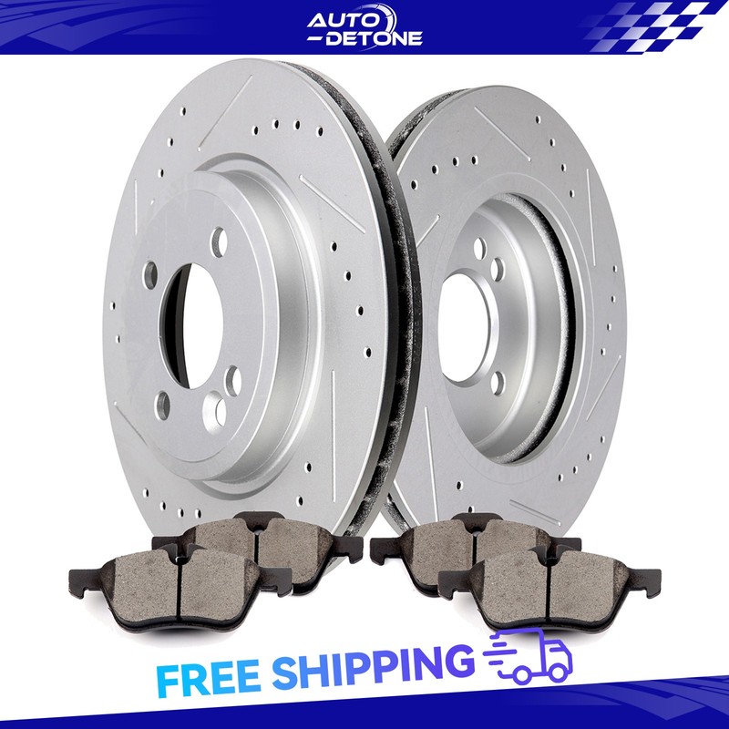 Front Drilled 2x Brake Rotors Discs 4x Ceramic Pads For Mini Cooper 2002-2006