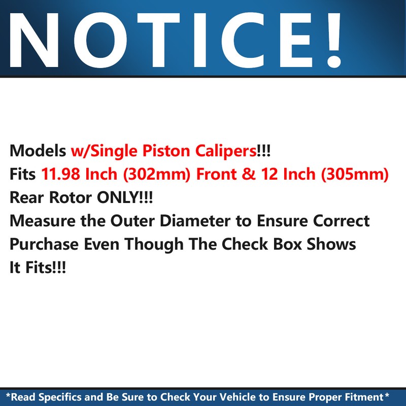 11.98" Front &12" Rear Rotors Brake Pad for Town & Country Grand Caravan Journey gallery