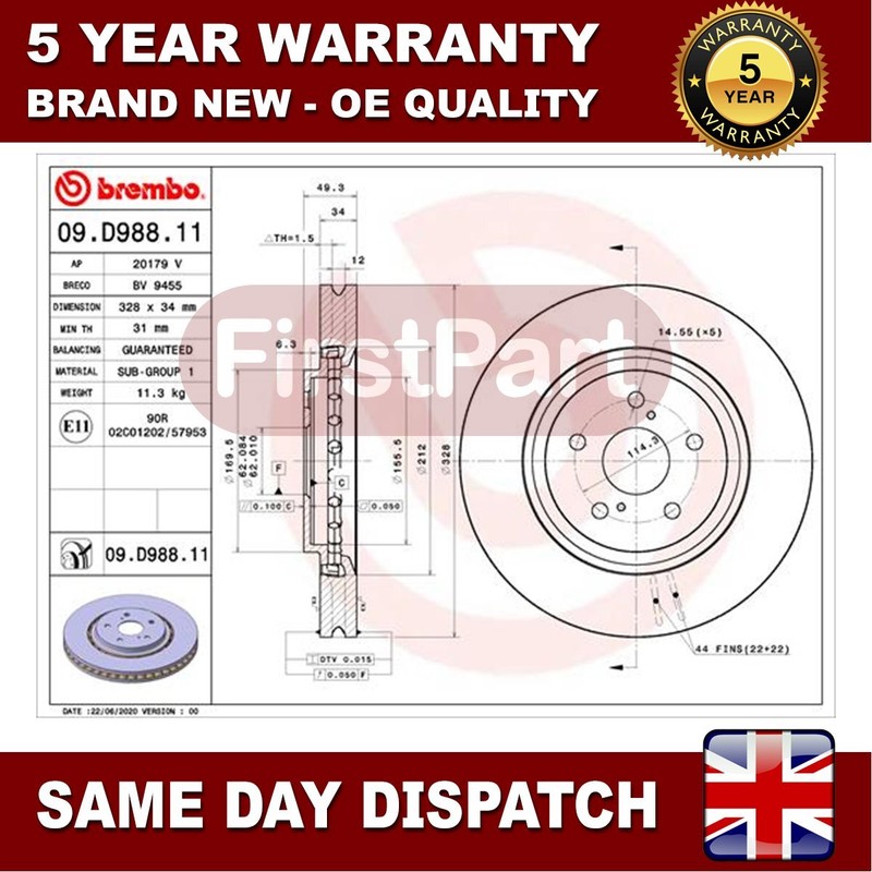 Fits Toyota RAV4 2018- 2.0 2.5 Firstpart Front Brake Disc 4351248140