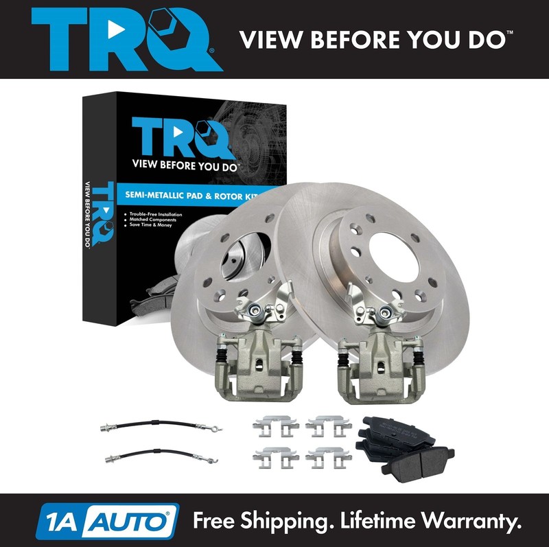 TRQ Rear Brake Pad & Rotor Kit Semi-Metallic For 09-12 Fusion 09-11 Milan MKZ