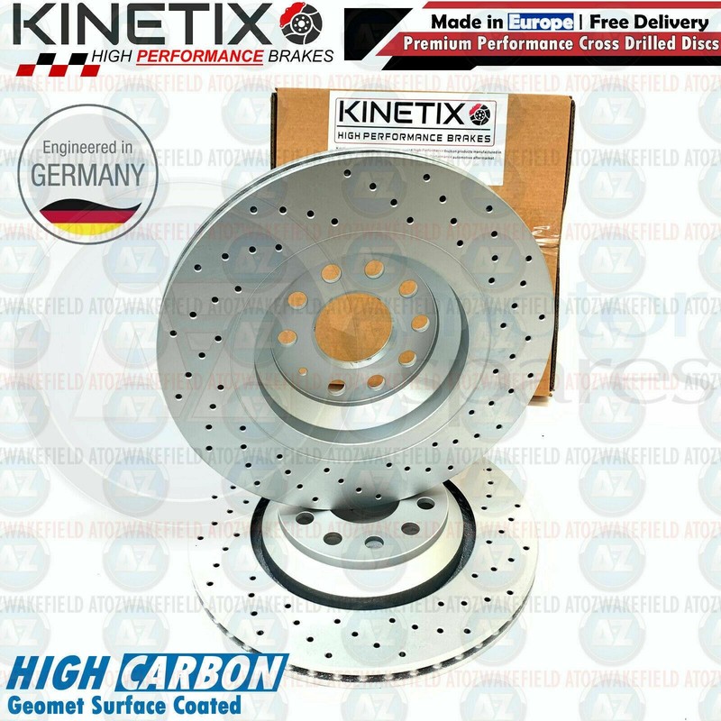 FOR VW GOLF R32 MK5 FRONT REAR CROSS DRILLED PERFORMANCE BRAKE DISCS 345mm 310mm gallery