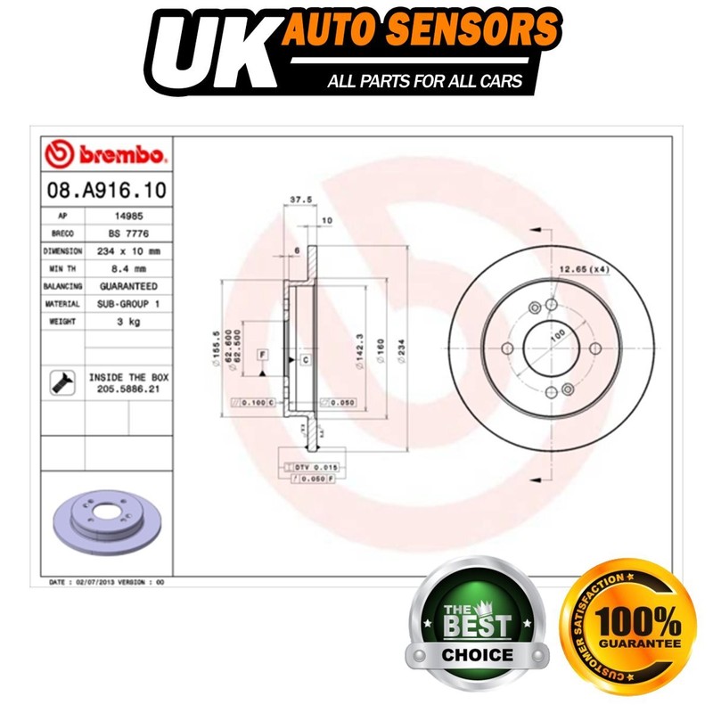 Fits Kia Picanto Hyundai i10 1.0 1.1 CRDi 1.2 Brake Discs Rear AST gallery