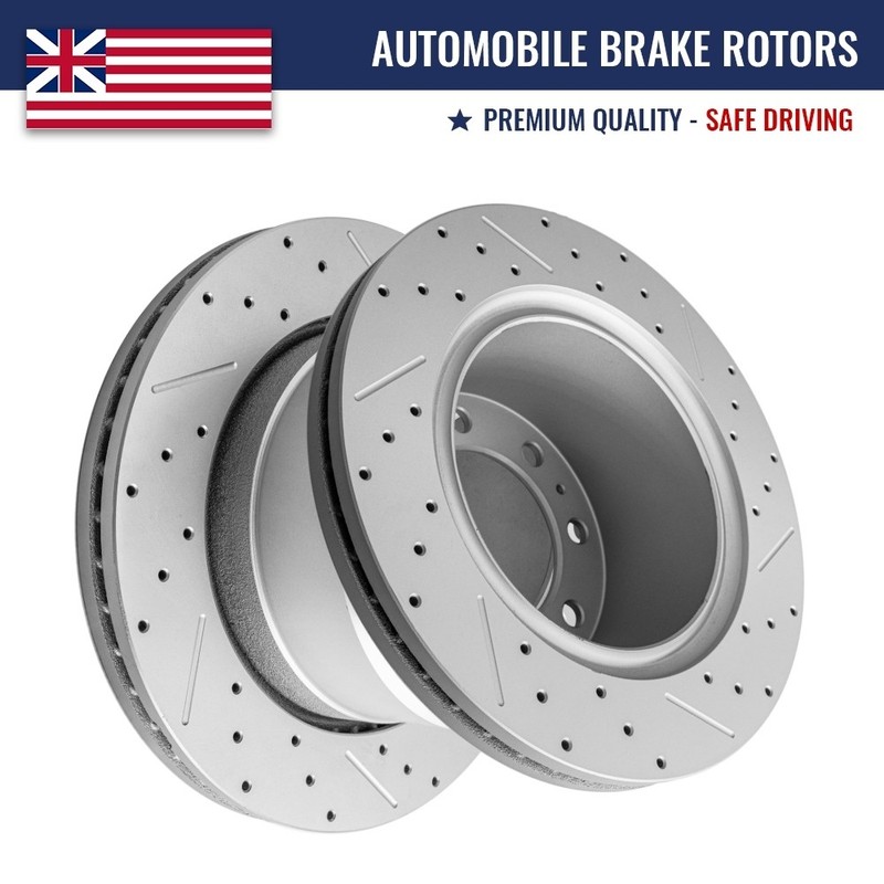Rear Drilled and Slotted Disc Brake Rotors for Dodge Ram 2500 3500 8 Lug