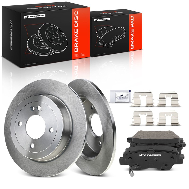 A-Premium Rear Disc Brake Rotors & Ceramic Pads for Hyundai Accent 2012-17 Kia