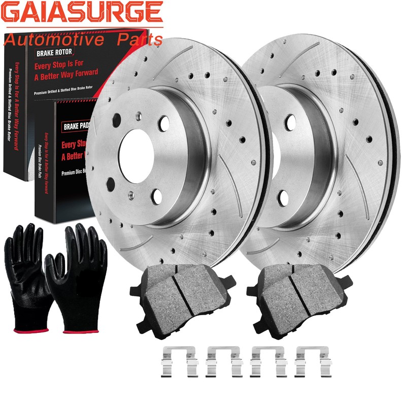 Front Slotted Rotors Ceramic Brake Pads for 1998-2000 2001 2002 Toyota Corolla