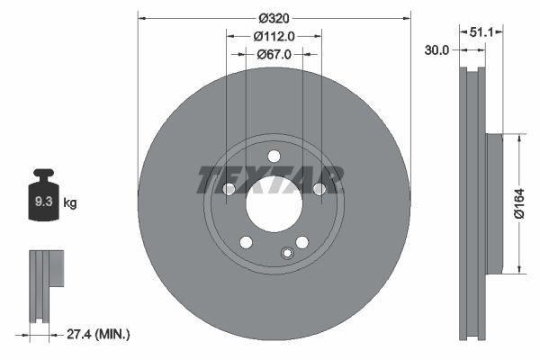 2x Brake Disc Front Internally Vented For Infiniti Mercedes-Benz TEXTAR 92258003 gallery