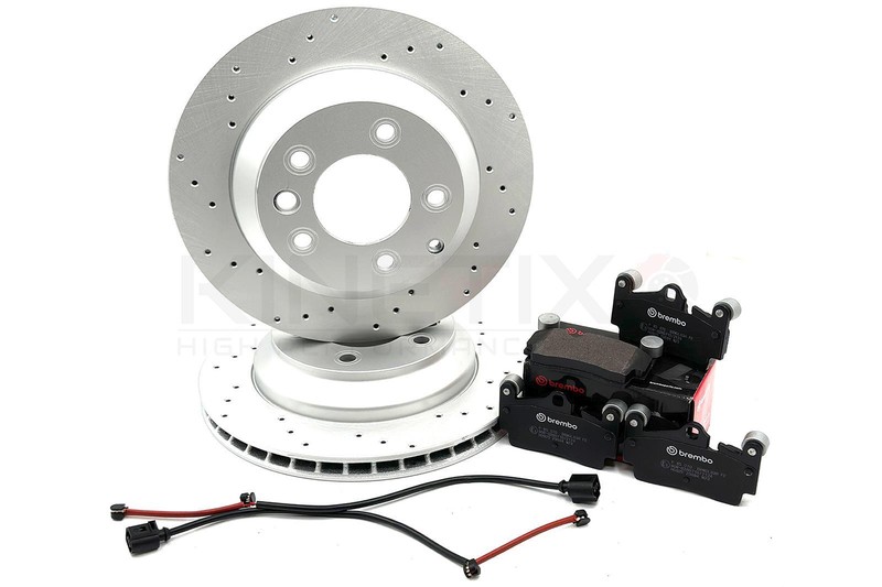 FOR PORSCHE CAYENNE 3.0 TDI 2009 – 2010 DRILLED REAR BRAKE DISCS BREMBO PADS 330