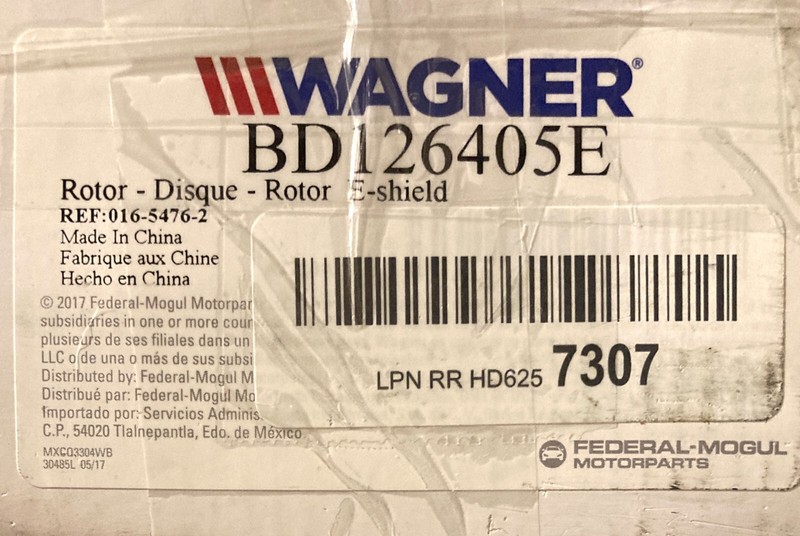 Wagner Premium Rear Disc Brake Rotor with E Shield Coating BD126405E Directional gallery