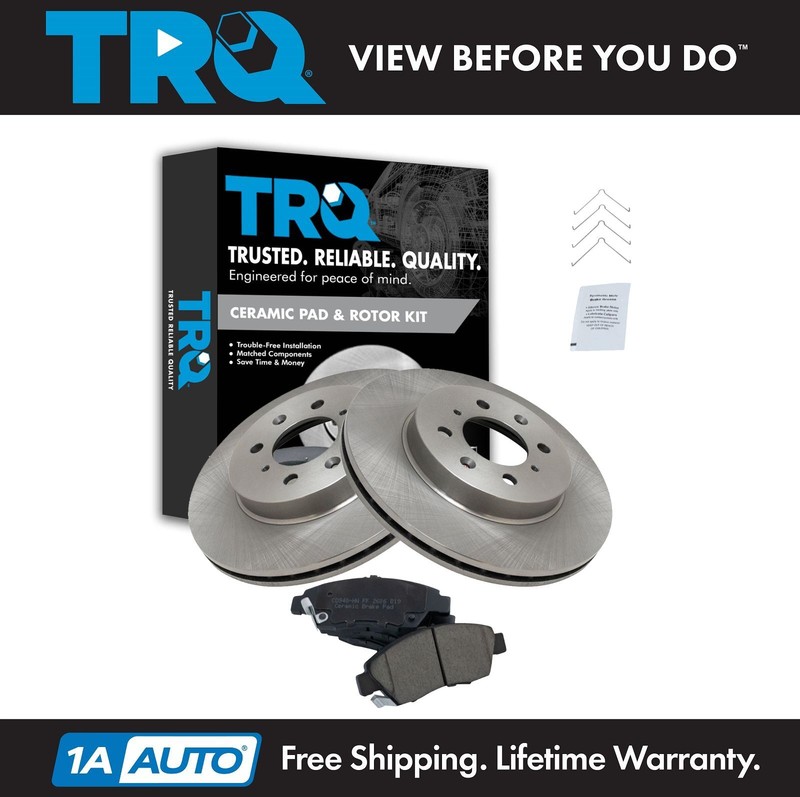 TRQ Front Premium Posi Ceramic Disc Brake Pad & Rotor Set Kit for Honda