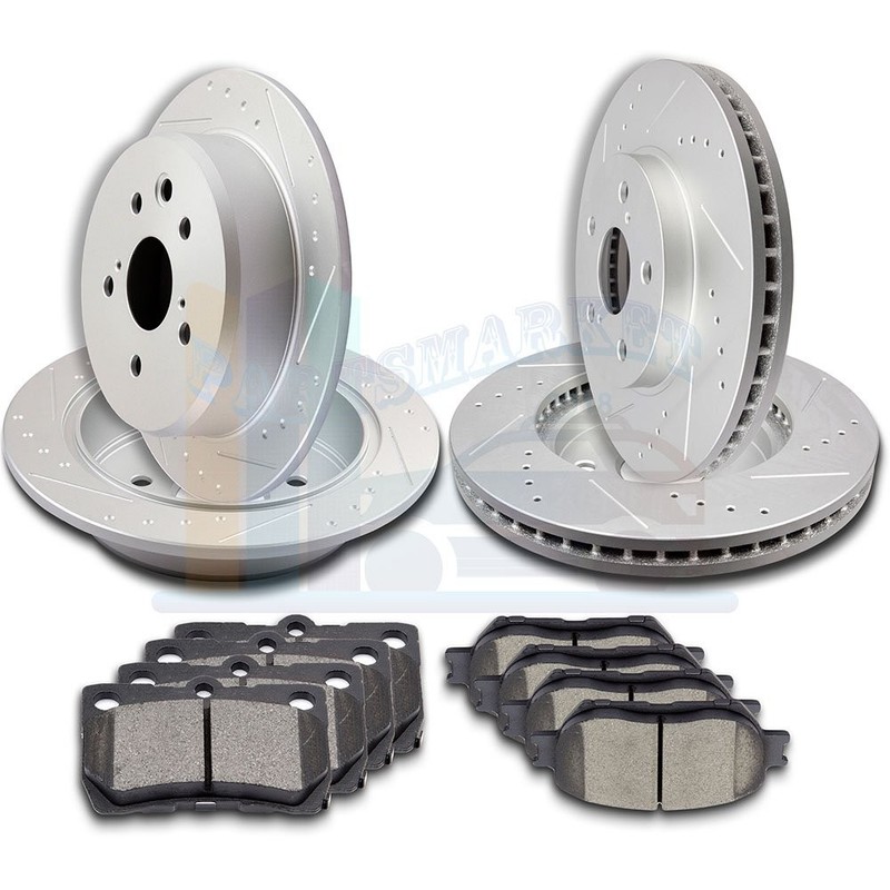 2X Front & 2X Rear Discs Brake Rotors Pads For 2009-2012 Lexus IS250 Drill Slot