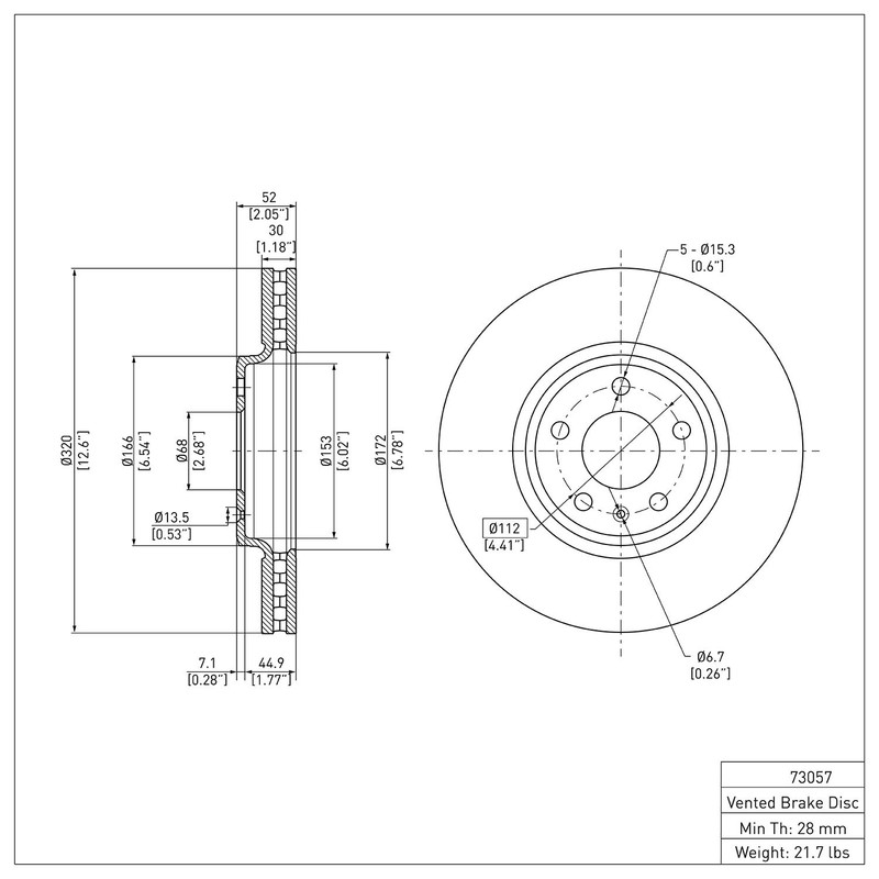 Dynamic Friction 600-73057 Disc Brake Rotor For Select 08-12 Audi Models gallery