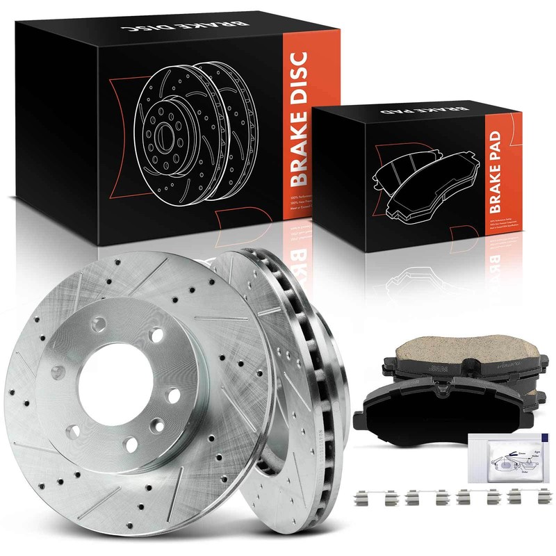6x Drilled Rotors & Ceramic Brake Pad for Dodge Freightliner Mercedes-Benz Front