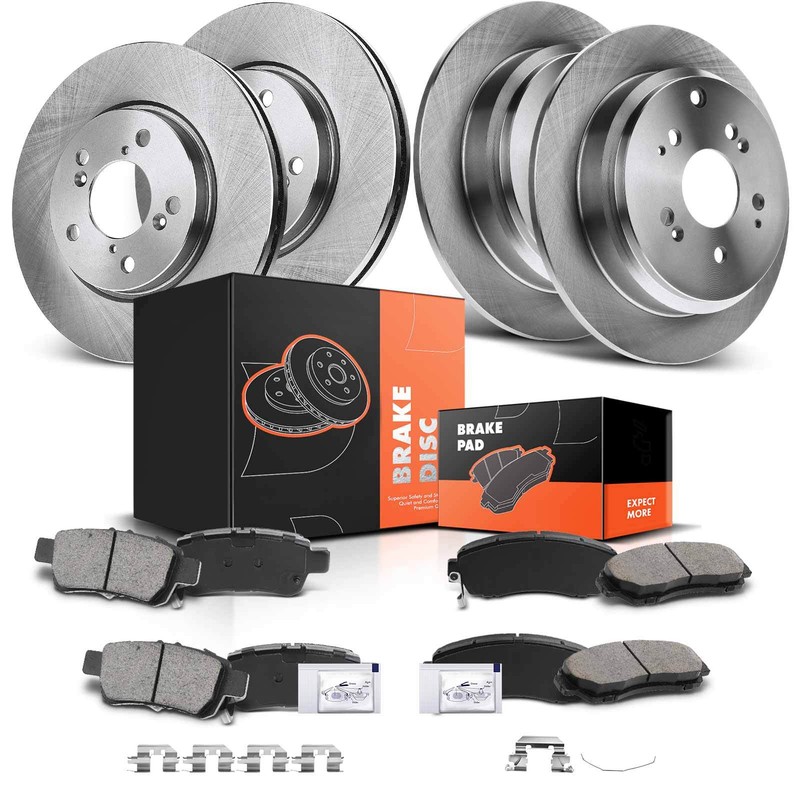 New Front & Rear Side Disc Brake Rotors & Ceramic Brake Pads for Honda Odyssey