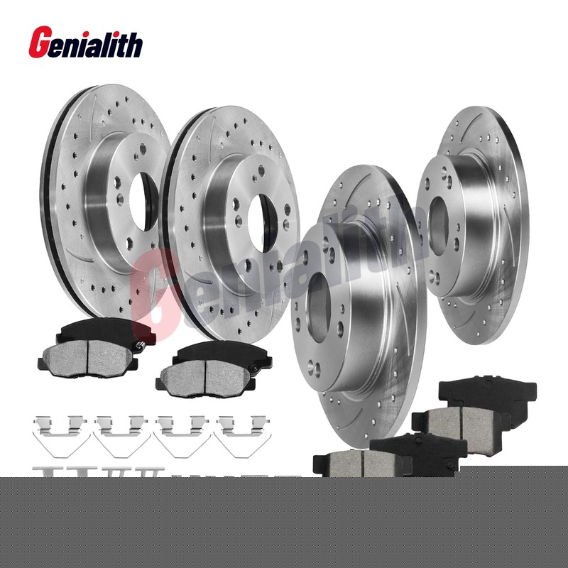 For Honda Civic 2006-2011 Front Rear Drilled Rotors Brakes Pads Kit 1.8L 5-Lugs