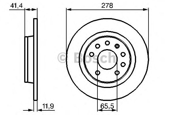 Bosch Brake Disc Rear Diameter 278mm 65.5mm Solid 12mm With Screws 0986479106