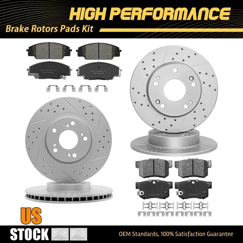 Front Rear Disc Brake Rotors + Ceramic Pads For Honda Civic Acura CSX 2.0L