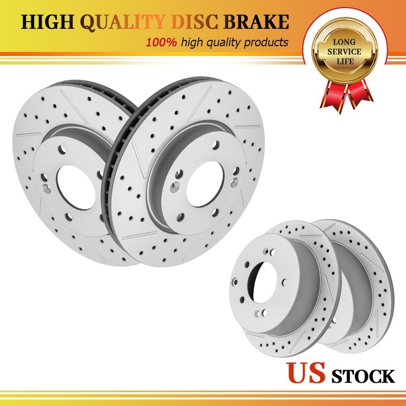 280 mm Front 262 mm Rear Drilled Slotted Brake Rotors for Kia Forte 2010-2013