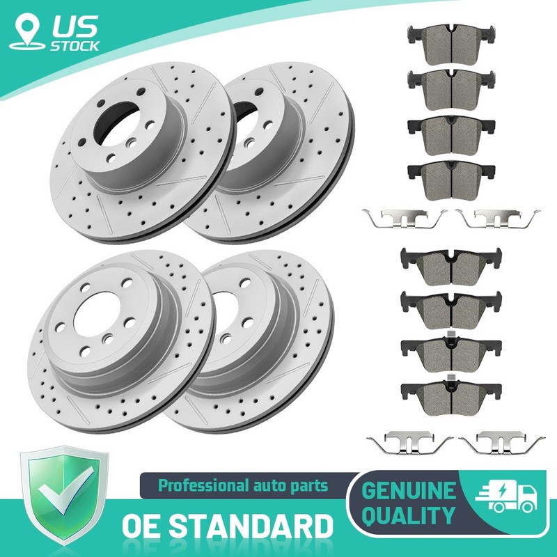 Front & Rear Drilled Rotors and Brake Pads for BMW 320i xDrive 430i Gran Coupe