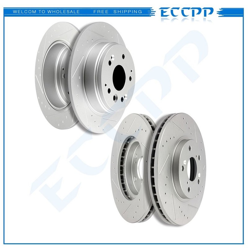 Front And Rear Drilled & Slotted Discs Brake Rotors For Acura TL 2004-2008 3.2L