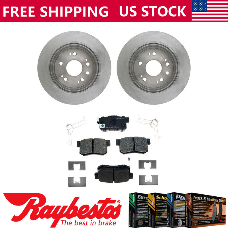 Rear Kit Brake Rotors + Ceramic Pads & Hardware For 2002-2004 Honda CR-V