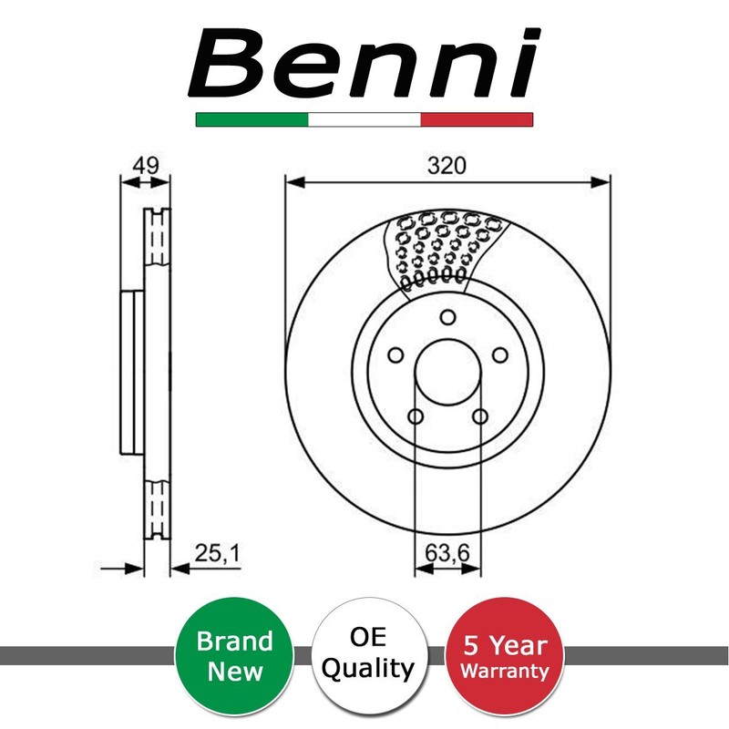 Brake Disc Front Benni Fits Ford Kuga Transit Connect Focus Tourneo