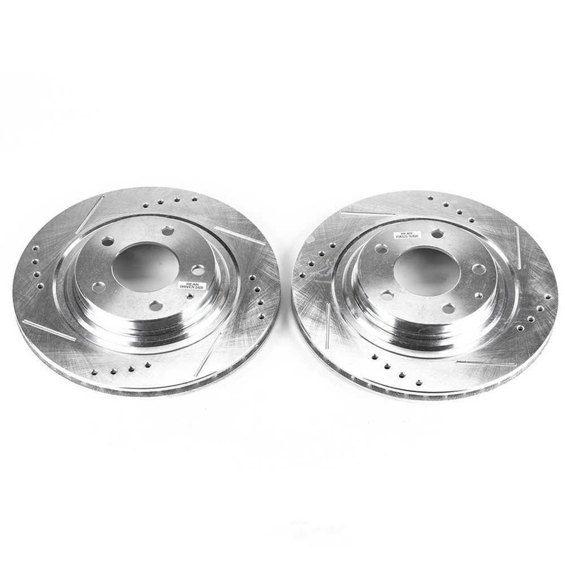 Disc Brake Rotor Set-Rear Drilled, Slotted and Zinc Plated Brake Rotor Pair