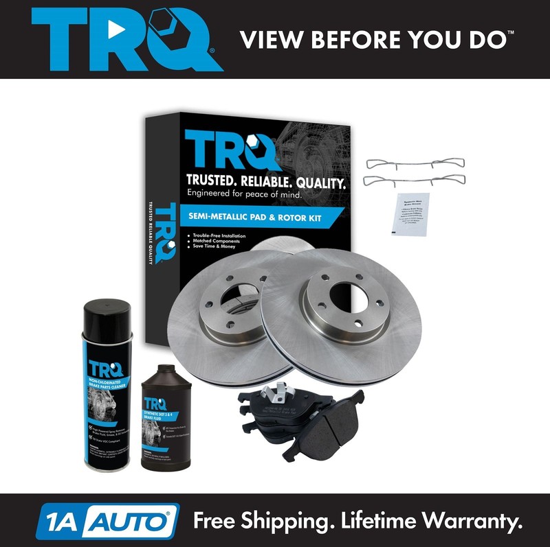 TRQ Brake Pad & Rotor Semi Metallic Front Kit w/Chemicals for Mazda3 Mazda5 3 5