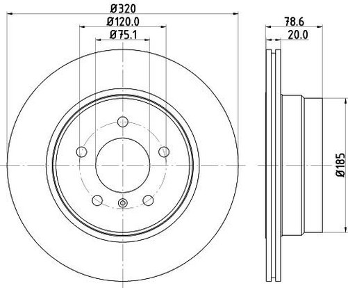 Hella Brake Disc Set Rear 54611PRO_fortement recommandé 320mm x 20mm