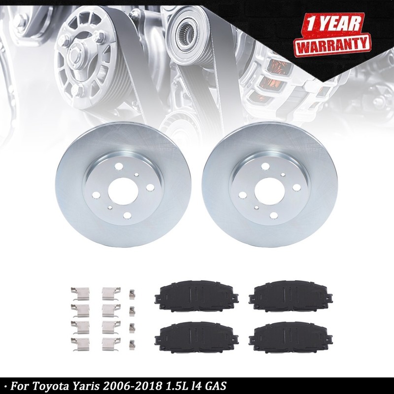 Front Disc Brake Rotors & Ceramic Brake Pads For Toyota Yaris Prius C 2012-18